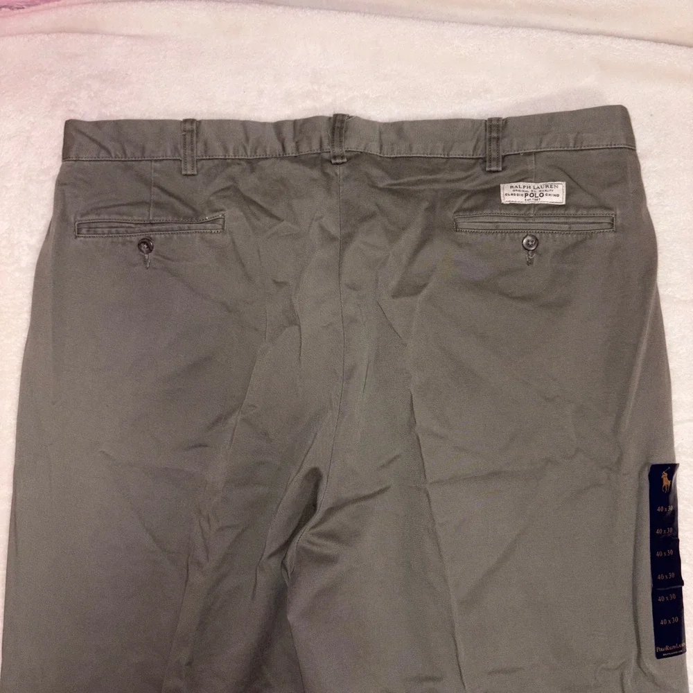 VINTAGE POLO RALPH LAUREN Andrew Pant Mens 40/30 Olive‎ Green Pleated Chino NEW